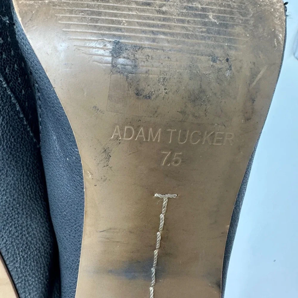 Adam Tucker Molly‎ Open Toe Mules Leather Black 7.5